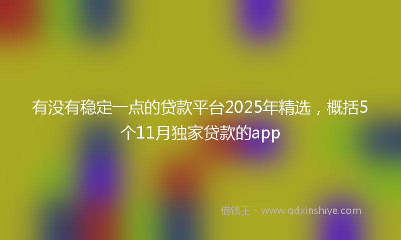 有没有稳定一点的贷款平台2025年精选，概括5个11月独家贷款的app