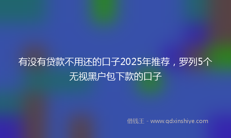 有没有贷款不用还的口子2025年推荐，罗列5个无视黑户包下款的口子