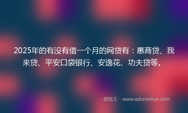 2025年的有没有借一个月的网贷有：惠商贷、我来贷、平安口袋银行、安逸花、功夫贷等。