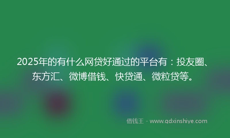 2025年的有什么网贷好通过的平台有：投友圈、东方汇、微博借钱、快贷通、微粒贷等。
