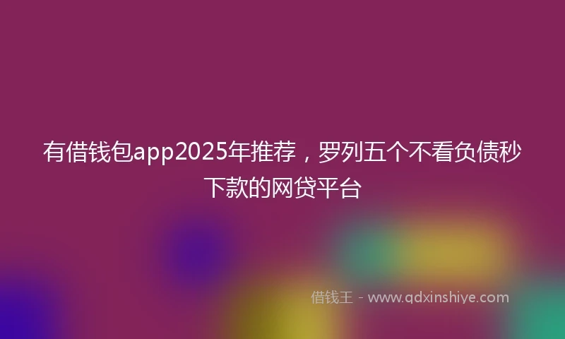 有借钱包app2025年推荐，罗列五个不看负债秒下款的网贷平台