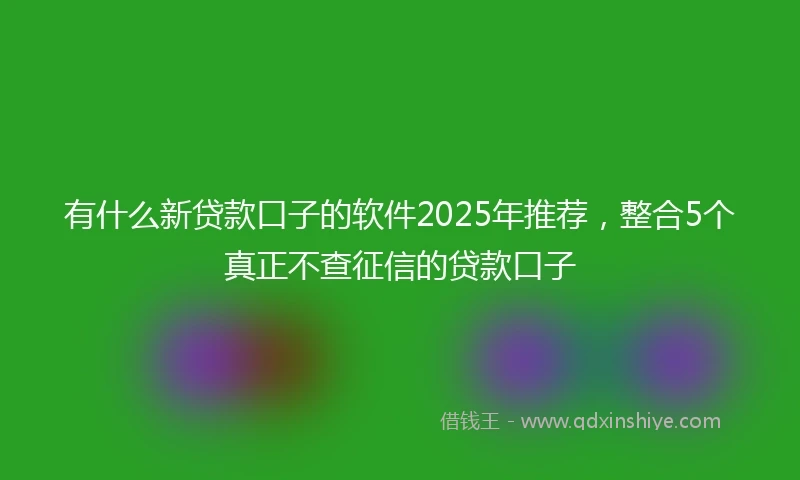 有什么新贷款口子的软件2025年推荐，整合5个真正不查征信的贷款口子