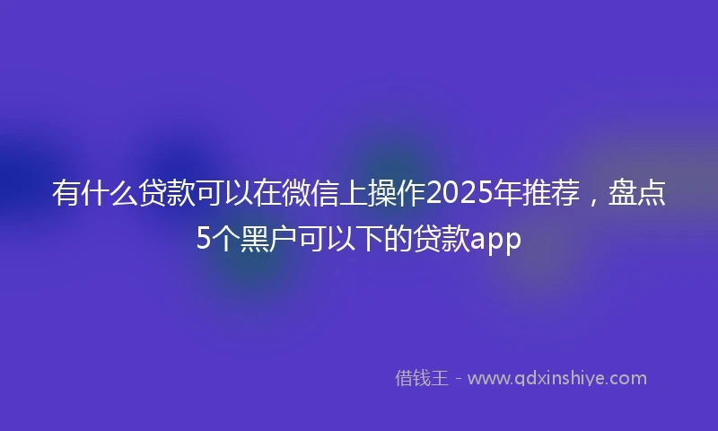有什么贷款可以在微信上操作2025年推荐，盘点5个黑户可以下的贷款app