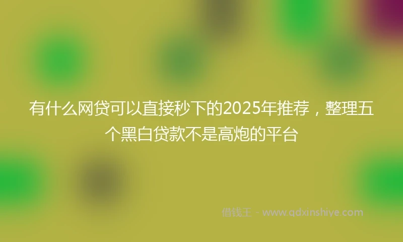 有什么网贷可以直接秒下的2025年推荐，整理五个黑白贷款不是高炮的平台