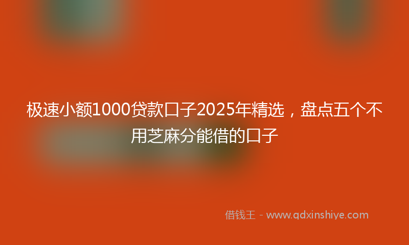 极速小额1000贷款口子2025年精选，盘点五个不用芝麻分能借的口子