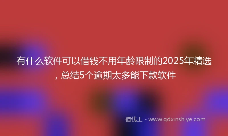 有什么软件可以借钱不用年龄限制的2025年精选，总结5个逾期太多能下款软件