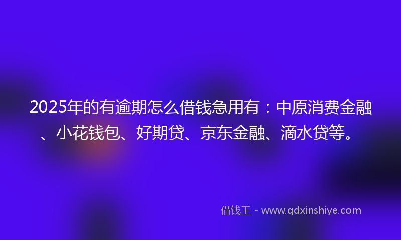 2025年的有逾期怎么借钱急用有：中原消费金融、小花钱包、好期贷、京东金融、滴水贷等。