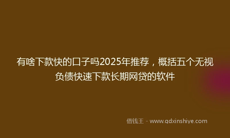 有啥下款快的口子吗2025年推荐，概括五个无视负债快速下款长期网贷的软件