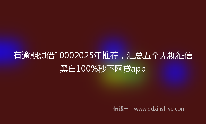 有逾期想借10002025年推荐，汇总五个无视征信黑白100%秒下网贷app