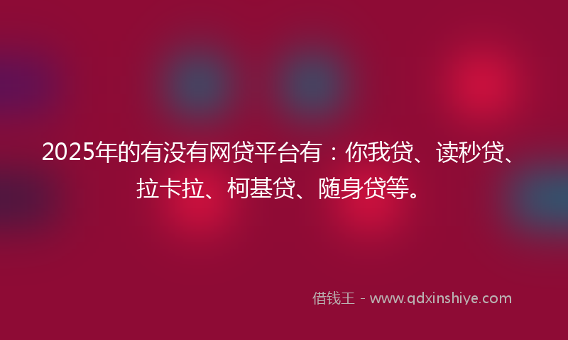 2025年的有没有网贷平台有：你我贷、读秒贷、拉卡拉、柯基贷、随身贷等。