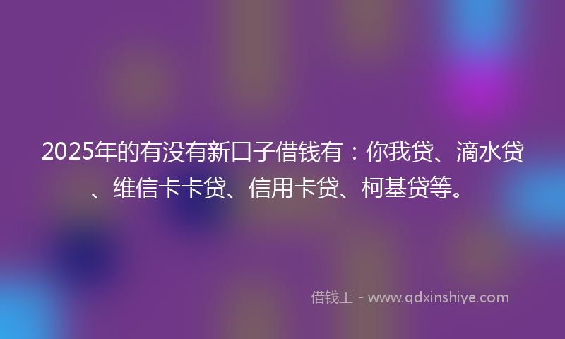 2025年的有没有新口子借钱有：你我贷、滴水贷、维信卡卡贷、信用卡贷、柯基贷等。