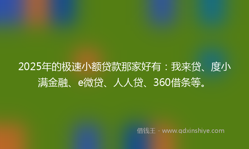 2025年的极速小额贷款那家好有：我来贷、度小满金融、e微贷、人人贷、360借条等。