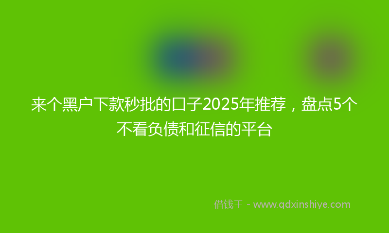 来个黑户下款秒批的口子2025年推荐，盘点5个不看负债和征信的平台