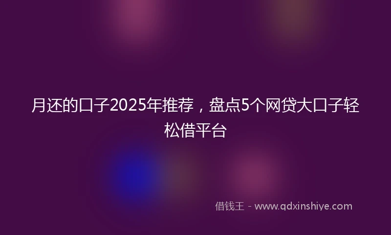 月还的口子2025年推荐，盘点5个网贷大口子轻松借平台