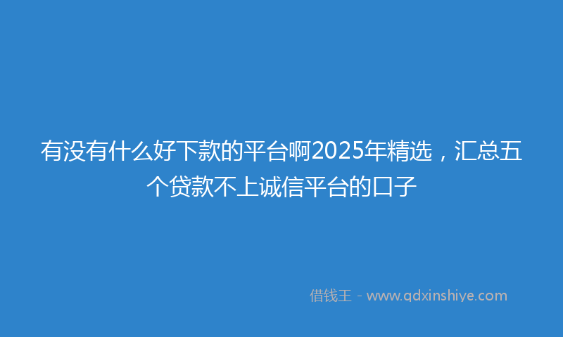 有没有什么好下款的平台啊2025年精选，汇总五个贷款不上诚信平台的口子