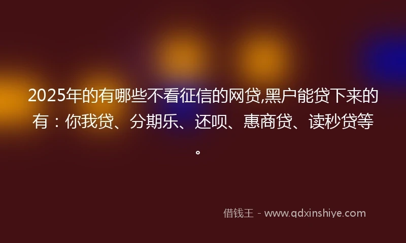 2025年的有哪些不看征信的网贷,黑户能贷下来的有：你我贷、分期乐、还呗、惠商贷、读秒贷等。