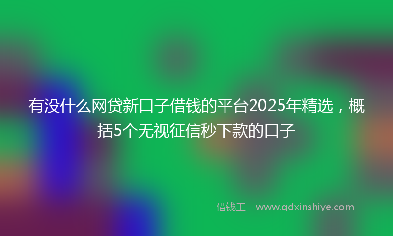 有没什么网贷新口子借钱的平台2025年精选，概括5个无视征信秒下款的口子