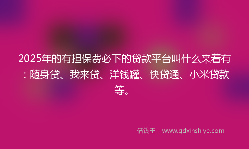 2025年的有担保费必下的贷款平台叫什么来着有：随身贷、我来贷、洋钱罐、快贷通、小米贷款等。