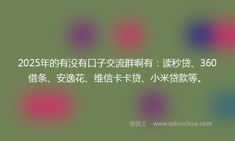 2025年的有没有口子交流群啊有：读秒贷、360借条、安逸花、维信卡卡贷、小米贷款等。