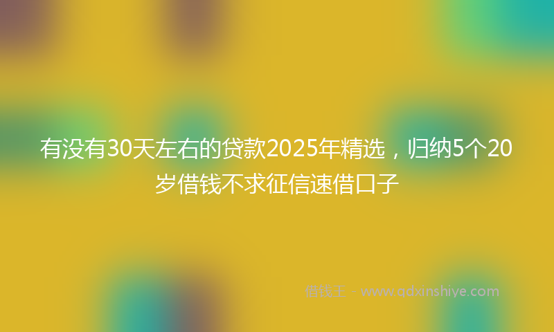有没有30天左右的贷款2025年精选，归纳5个20岁借钱不求征信速借口子
