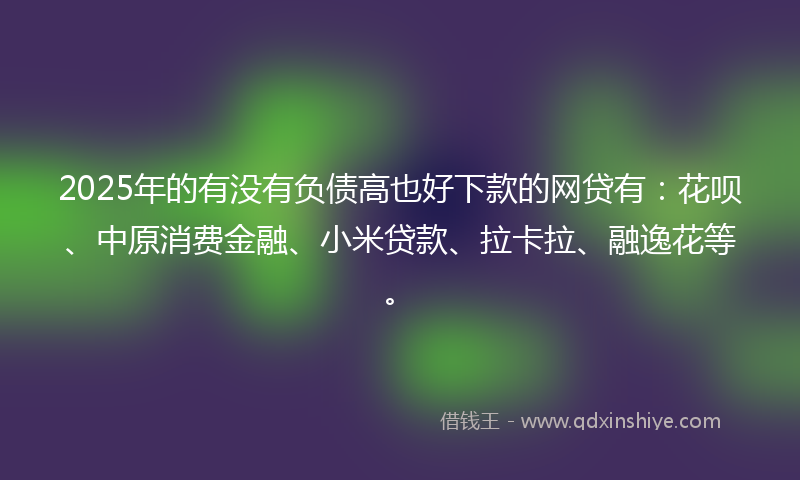 2025年的有没有负债高也好下款的网贷有：花呗、中原消费金融、小米贷款、拉卡拉、融逸花等。