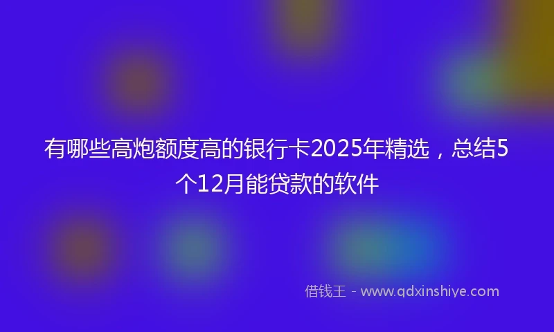 有哪些高炮额度高的银行卡2025年精选，总结5个12月能贷款的软件