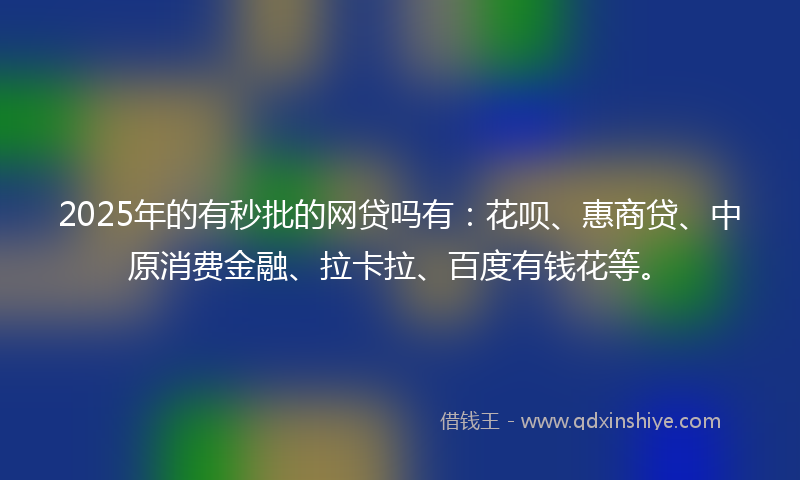 2025年的有秒批的网贷吗有：花呗、惠商贷、中原消费金融、拉卡拉、百度有钱花等。