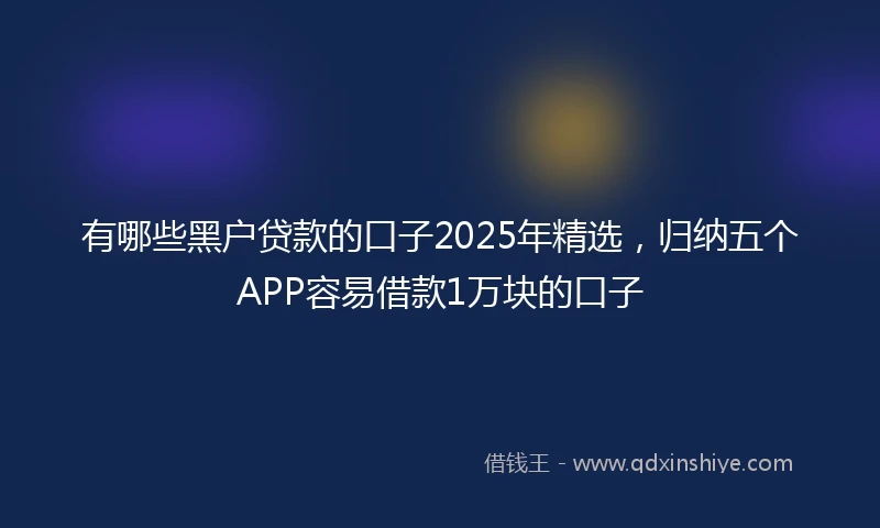 有哪些黑户贷款的口子2025年精选，归纳五个APP容易借款1万块的口子