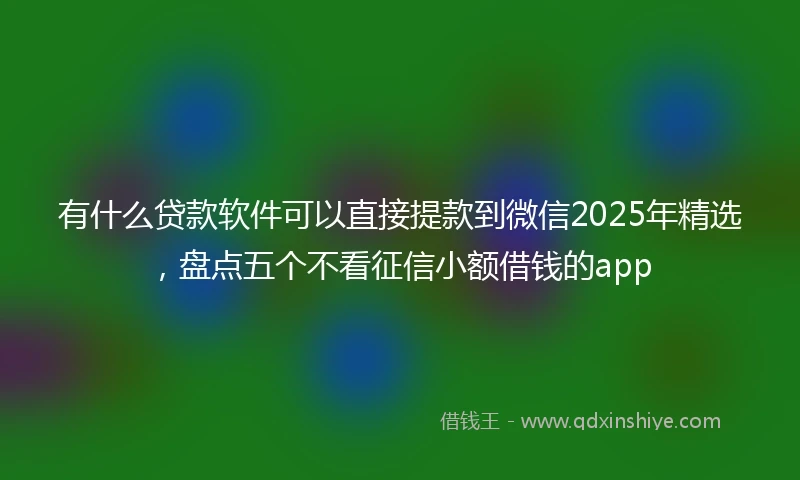 有什么贷款软件可以直接提款到微信2025年精选，盘点五个不看征信小额借钱的app