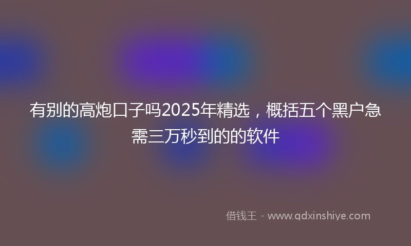 有别的高炮口子吗2025年精选，概括五个黑户急需三万秒到的的软件