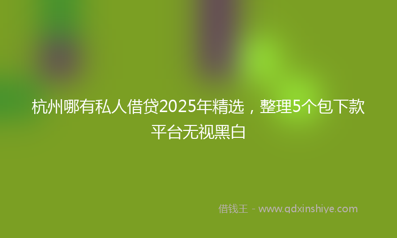 杭州哪有私人借贷2025年精选，整理5个包下款平台无视黑白