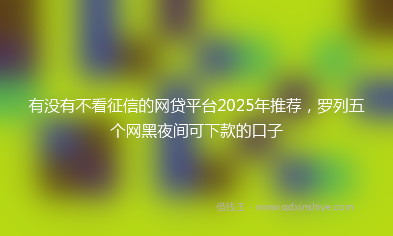 有没有不看征信的网贷平台2025年推荐，罗列五个网黑夜间可下款的口子