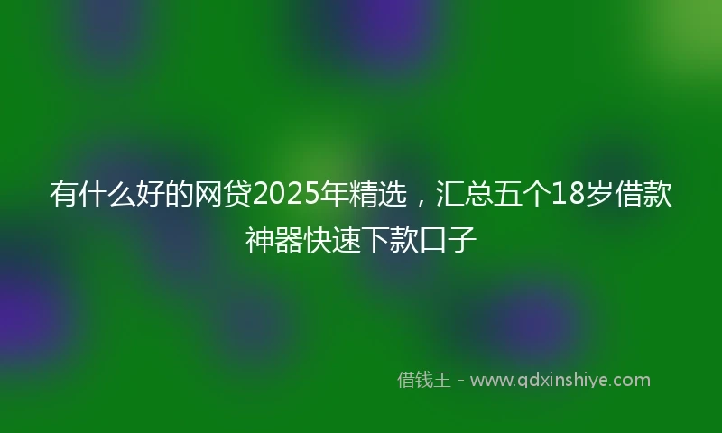 有什么好的网贷2025年精选,汇总五个18岁借款神器快速下款口子