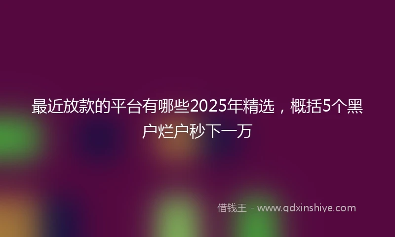 最近放款的平台有哪些2025年精选，概括5个黑户烂户秒下一万