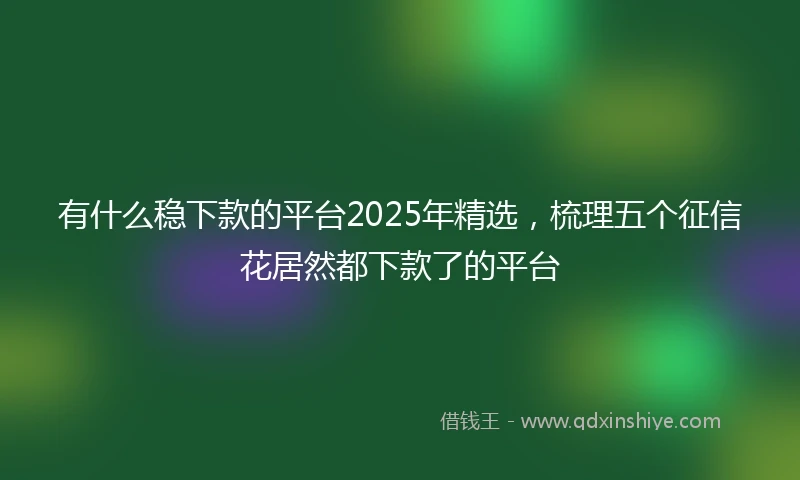 有什么稳下款的平台2025年精选，梳理五个征信花居然都下款了的平台