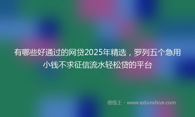 有哪些好通过的网贷2025年精选，罗列五个急用小钱不求征信流水轻松贷的平台