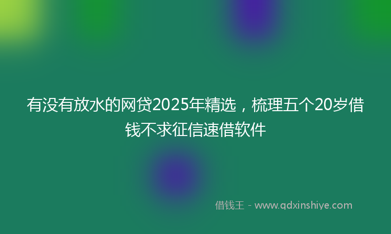 有没有放水的网贷2025年精选，梳理五个20岁借钱不求征信速借软件