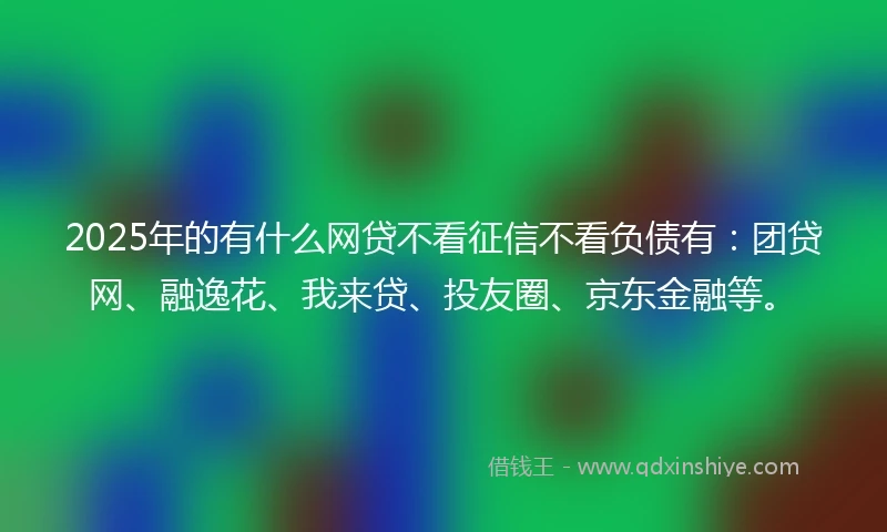 2025年的有什么网贷不看征信不看负债有：团贷网、融逸花、我来贷、投友圈、京东金融等。