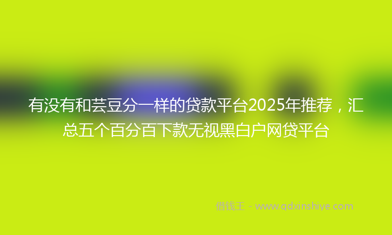 有没有和芸豆分一样的贷款平台2025年推荐，汇总五个百分百下款无视黑白户网贷平台