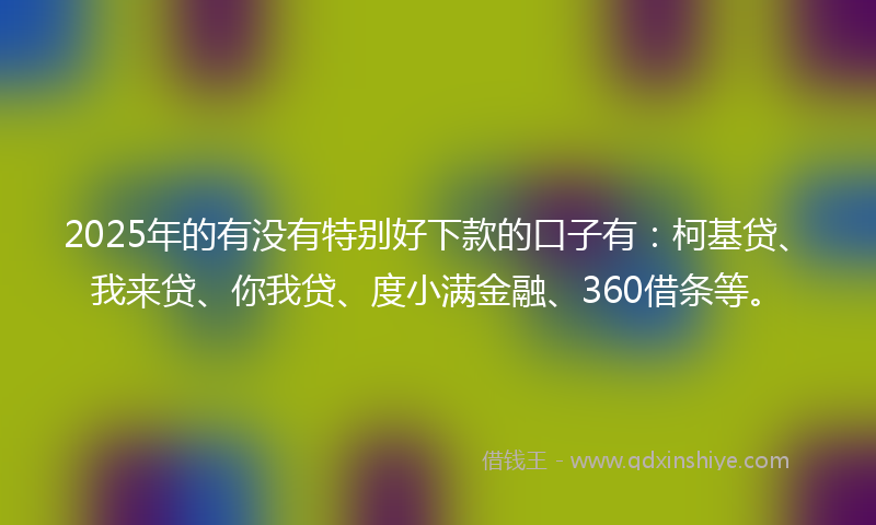 2025年的有没有特别好下款的口子有：柯基贷、我来贷、你我贷、度小满金融、360借条等。