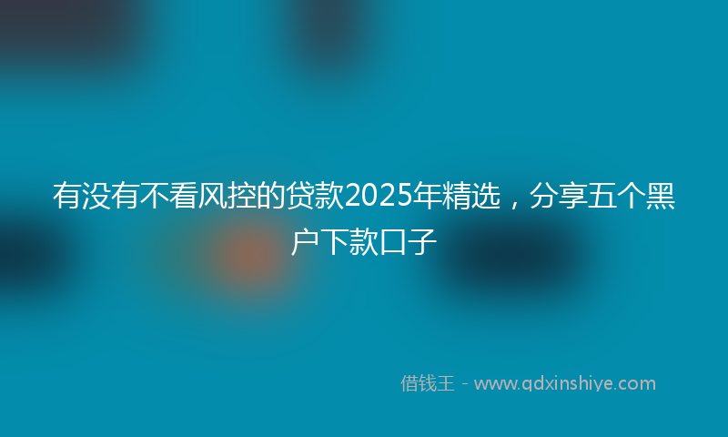 有没有不看风控的贷款2025年精选，分享五个黑户下款口子