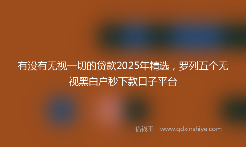 有没有无视一切的贷款2025年精选，罗列五个无视黑白户秒下款口子平台