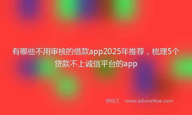 有哪些不用审核的借款app2025年推荐，梳理5个贷款不上诚信平台的app