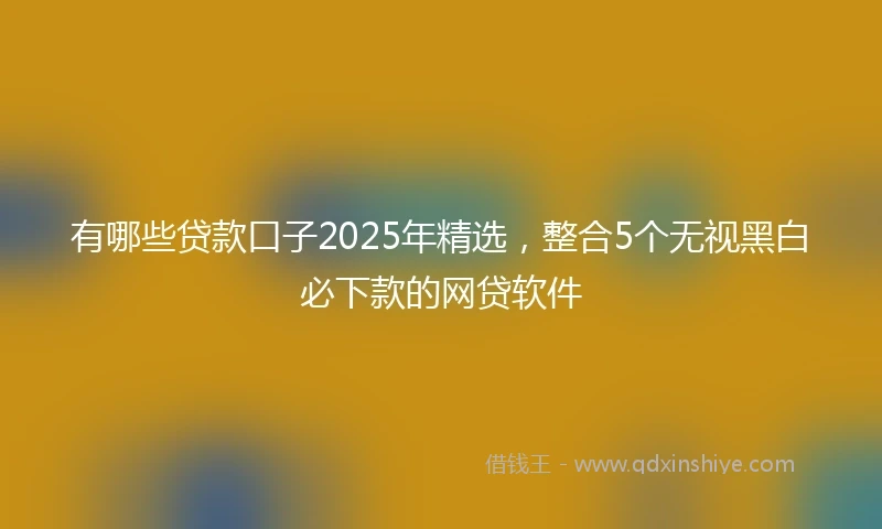 有哪些贷款口子2025年精选，整合5个无视黑白必下款的网贷软件