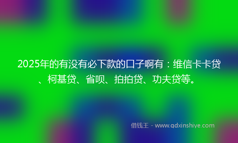 2025年的有没有必下款的口子啊有：维信卡卡贷、柯基贷、省呗、拍拍贷、功夫贷等。