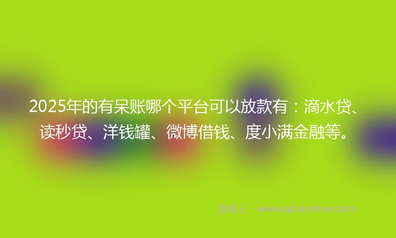 2025年的有呆账哪个平台可以放款有：滴水贷、读秒贷、洋钱罐、微博借钱、度小满金融等。
