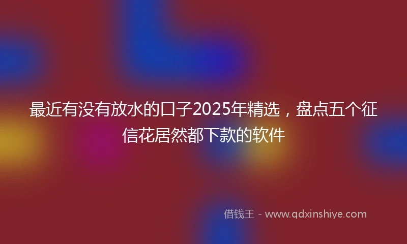 最近有没有放水的口子2025年精选，盘点五个征信花居然都下款的软件