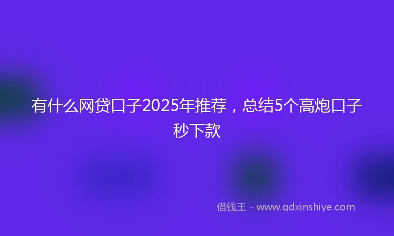 有什么网贷口子2025年推荐，总结5个高炮口子秒下款