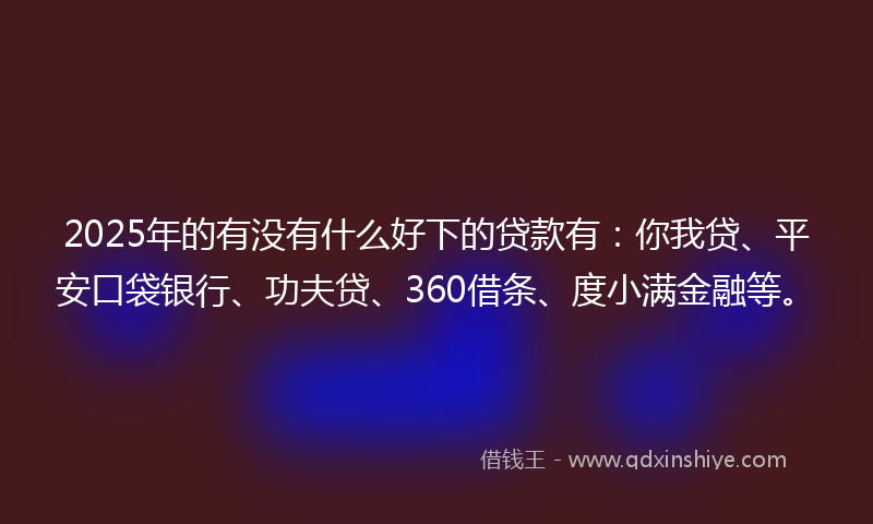 2025年的有没有什么好下的贷款有：你我贷、平安口袋银行、功夫贷、360借条、度小满金融等。