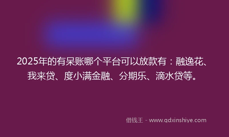 2025年的有呆账哪个平台可以放款有：融逸花、我来贷、度小满金融、分期乐、滴水贷等。